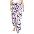 thumbnail image 1 of Naloa Violets Flowers Print Women’s Ultra-Soft Comfy Pajama Lounge Pants with Pockets & Drawstring, 1 of 8