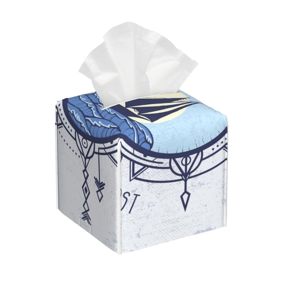 Naloa Not All Who Wander Are Lost2 Tissue Box CoverLeather Tissue Holder Square Facial Tissue Case Facial Paper Organizer Dispenser for Bathroom, Vanity Countertop, Tabletop, Car