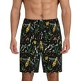 thumbnail image 1 of Naloa Wasp and Florals Men's Short Pajama Pants, Lounge Comfort Shorts with Elasticized Waistband and Side Pockets - Medium, 1 of 9