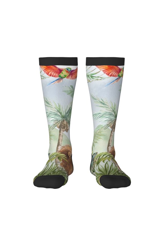 Watercolor African Animals Wildlife Knee Socks, High Socks Long Stretchy Sock Women Knee High Stocking, Long Socks for Women