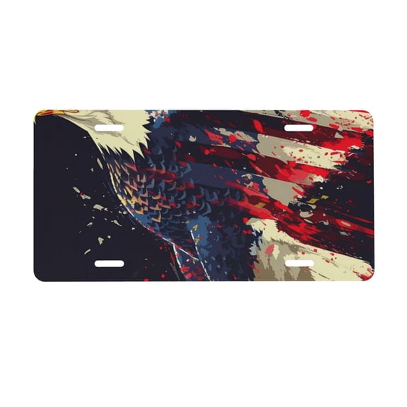 Naloa Watercolor Bald Eagle License Plate Car Front License Plate Car Decoration Car Accessories Front Tag Plate Standard Size
