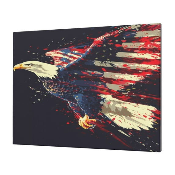 Naloa Watercolor Bald Eagle Print Canvas Picture,Wall Pictures, Modern Decorative Poster,Art Prints for Bedroom, Toilet, 40 x 30 cm, Built-in Wooden Frame