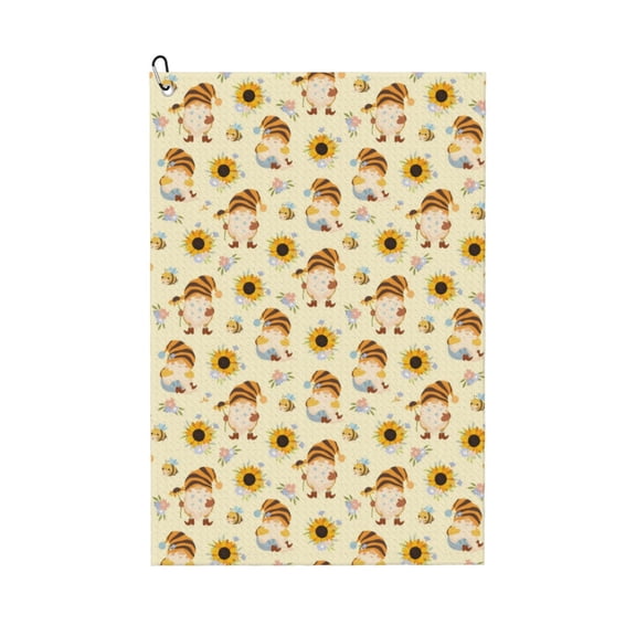 Naloa Watercolor Bee Honey Honeycomb Bee Golf Towel Golf Gift for Men and Women Golf Towel with Carabiner Clip to Quickly Remove Mud, Dirt and Sweat