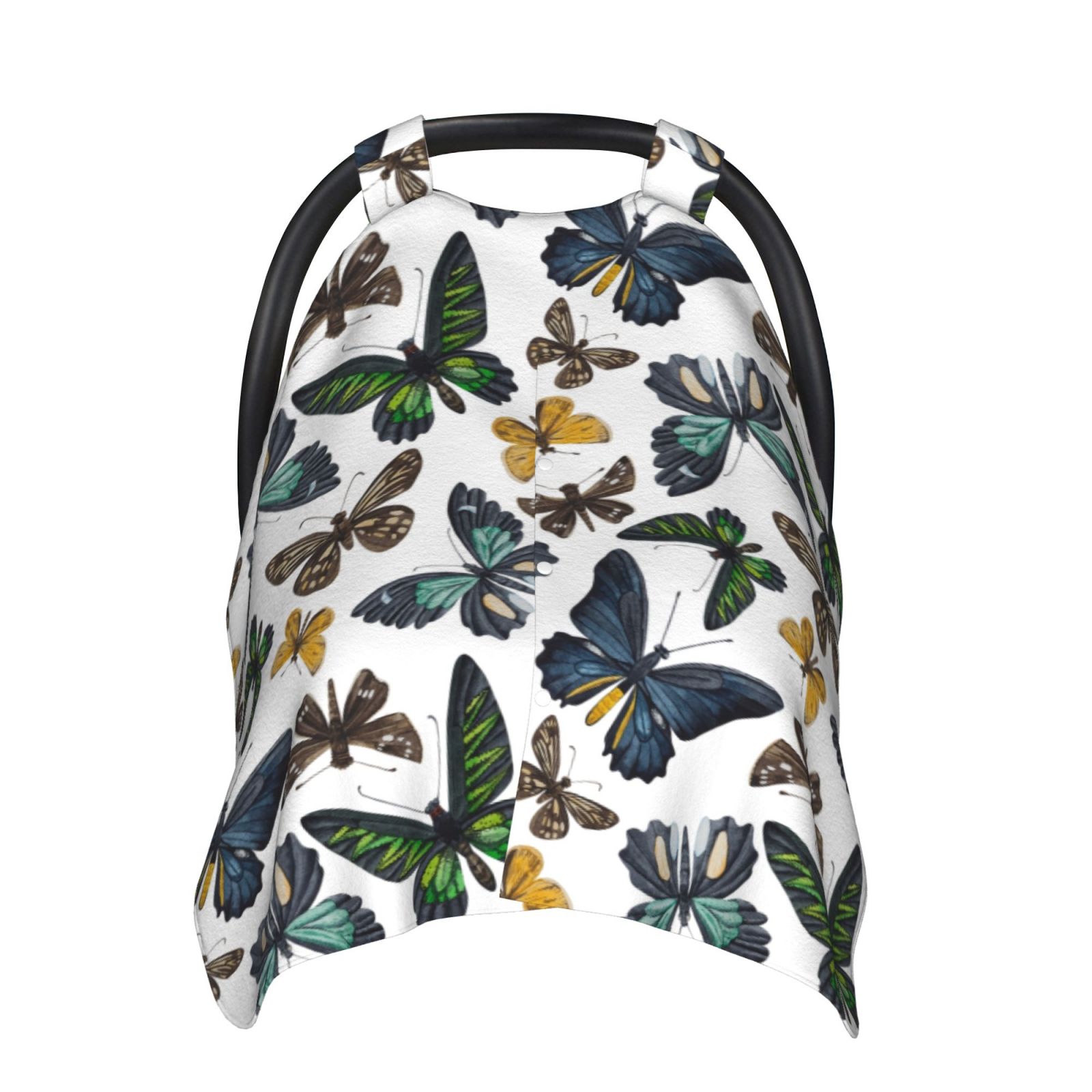 Naloa Watercolor Butterflies Baby Car Seat Cover, Breathable Baby Carrier Cover, Multiuse Baby Carrier Cover & Nursing Breastfeeding Cover