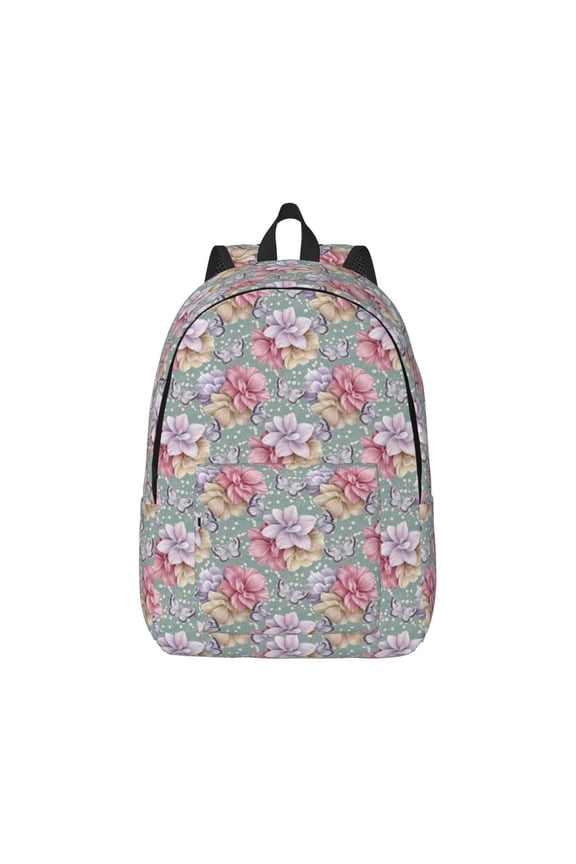 Watercolor Butterflies Canvas Backpack for Men Women Rucksack Casual Travel Daypack College Tote Satchel Bookbag for Teens-Small