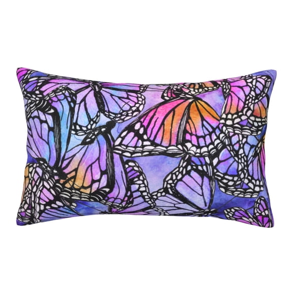 Naloa Watercolor Butterflies Pillowcase, Throw Pillowcase, Wrinkle-Free, Stain-Resistant with Hidden Zipper for Bedroom Sofa - 14"x20"