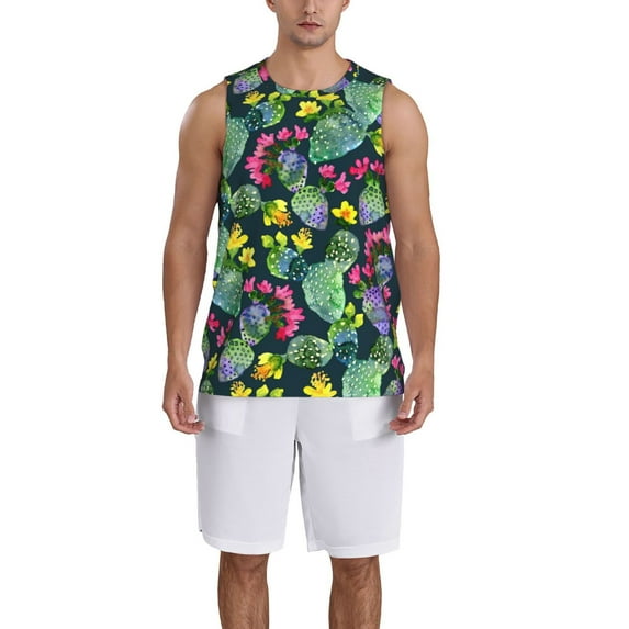 Naloa Watercolor Cactuses Basketball Jersey Reversible Men's Mesh Athletic Sports Shirts Training Practice S-4XLXX-Large