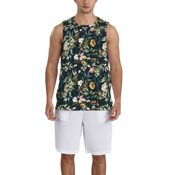 Naloa Watercolor Floral Basketball Jersey Reversible Men's Mesh Athletic Sports Shirts Training Practice S-4XL3X-Large