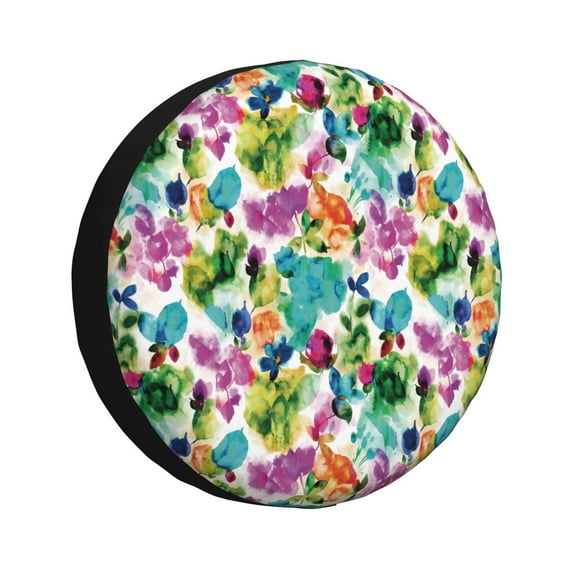 Naloa Watercolor Flowers PVC Leather Spare Tire Wheel Cover for Car Truck SUV Camper Trailer Universal Fit many size16 inch