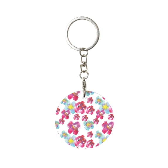 Naloa Watercolor Flowers Print Round Keychain Keychain Key Ring, Key Tag, Key Chain Bulk for Gift Accessories (Round)