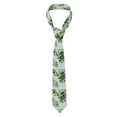 thumbnail image 1 of Naloa Watercolor Green Leaves Print Solid Color Tie Formal Necktie for Men，Suitable for business, daily life, work, 1 of 5