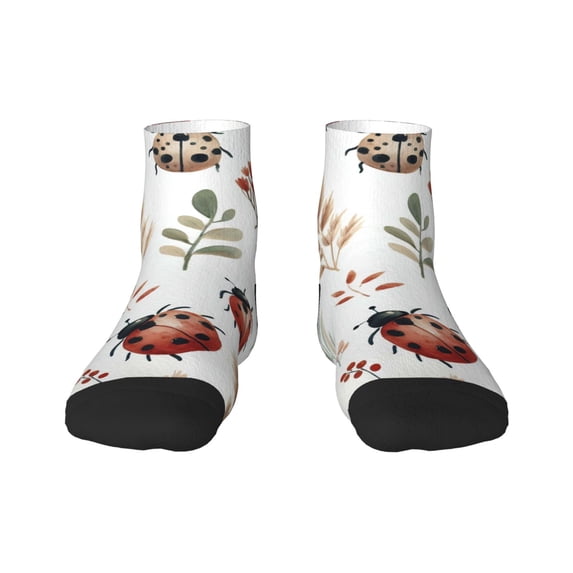Naloa Watercolor Ladybug Ankle Socks for Women Non Slip Socks No Show Socks Classic Low Cut Casual Socks Casual Socks