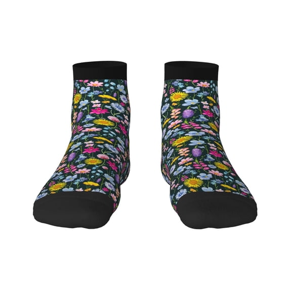 Naloa Watercolor Meadow Flowers Ankle Socks for Women Non Slip Socks No Show Socks Classic Low Cut Casual Socks Casual Socks