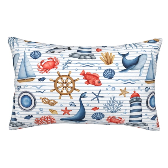 Naloa Watercolor Nautical Pillow Covers, Throw Pillow Case Cushion Covers,Cushion for Bedroom,Couch,Home-14"x20"