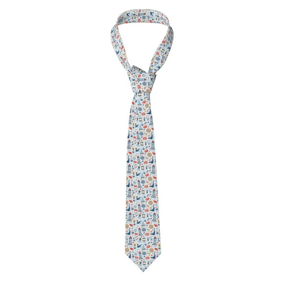 Naloa Watercolor Nautical Print Solid Color Tie Formal Necktie for Men，Suitable for business, daily life, work
