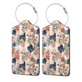 thumbnail image 1 of Naloa Watercolor Plants Luggage Tag for Suitcase Leather Baggage Tag with Stainless Steel Loop Privacy Cover for Women Men Girls-2 PCS, 1 of 5