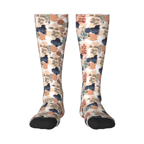 Naloa Watercolor Plants Thigh High Socks Extra Long Stretchy Sock Women Over Knee High Opaque Stocking Daily Wear