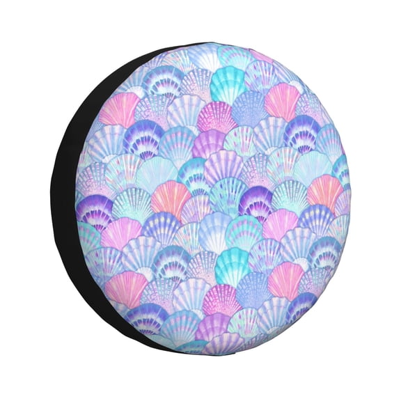 Naloa Watercolor Sea Shells 1 PVC Leather Spare Tire Wheel Cover for Car Truck SUV Camper Trailer Universal Fit many size14 inch