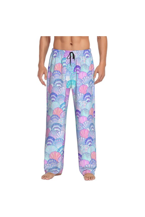 Watercolor Sea Shells 1 Pajama Pants Men, PJ Bottoms, Sleep & Lounge Pants-Small
