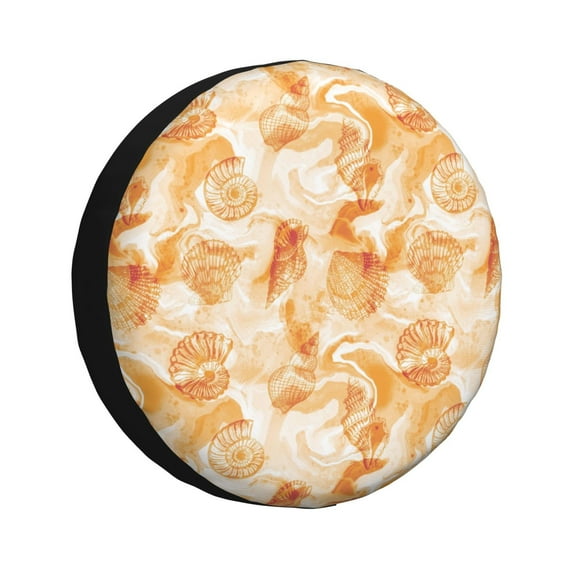 Naloa Watercolor Sea Shells PVC Leather Spare Tire Wheel Cover for Car Truck SUV Camper Trailer Universal Fit many size17 inch