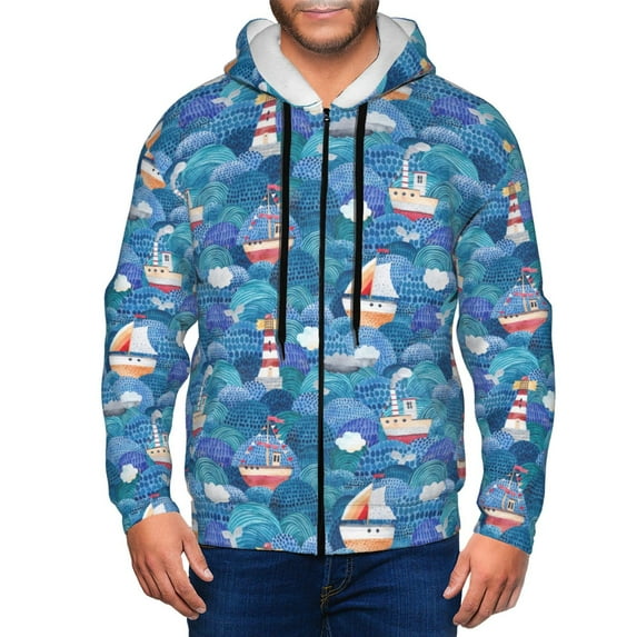 Naloa Watercolor Ships Men’s Hoodies, Zip up Hoodie, Sweatshirts,Hoodies for Men Sizes S-3XL-Medium