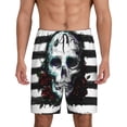 thumbnail image 1 of Naloa Watercolor Skull Men's Short Pajama Pants, Pj Shorts, Lounge Comfort Shorts-Small, 1 of 6