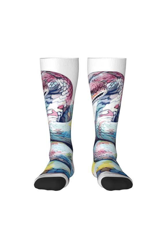 Watercolor Snake Knee Socks, High Socks Long Stretchy Sock Women Knee High Stocking, Long Socks for Women