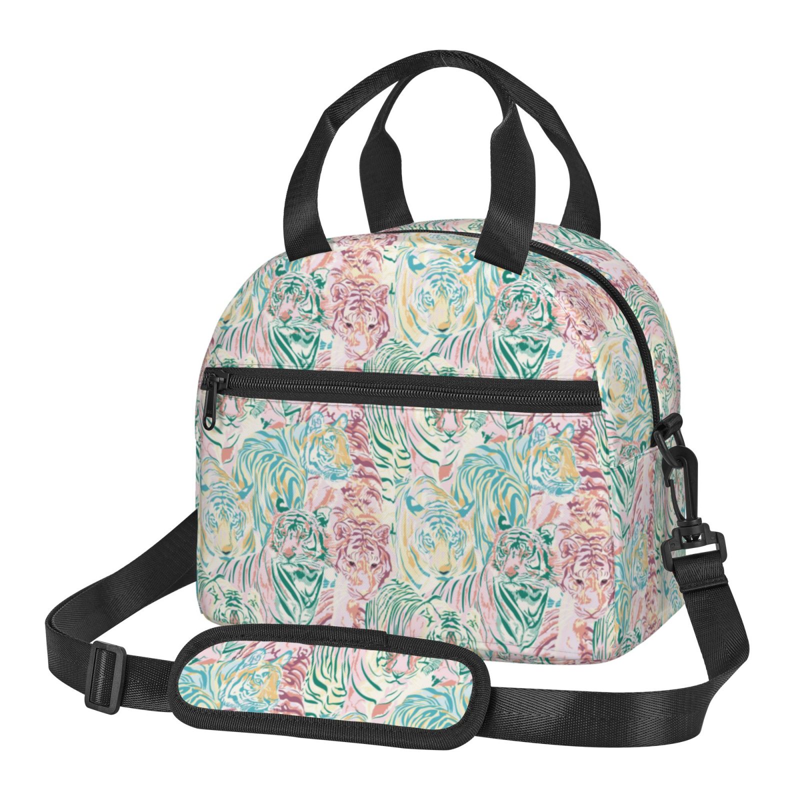 Naloa Watercolor Tiger Print Lunch Bag for Women & Men Insulated Lunch Box or Cooler Lunch Tote Bags for Work, Travel, Outdoor