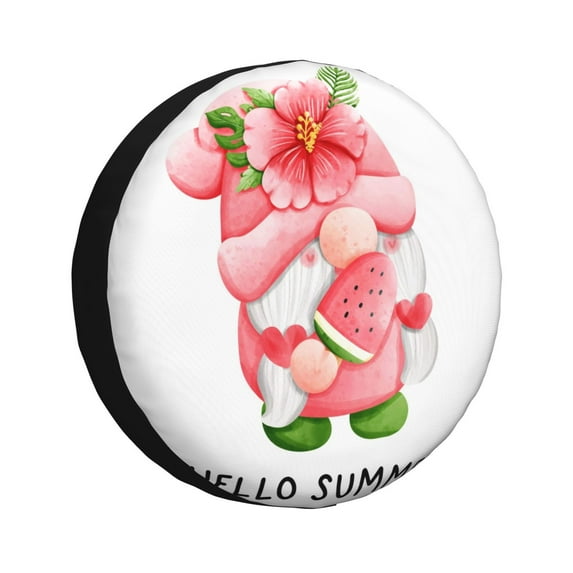 Naloa Watercolor Tropical Gnomes PVC Leather Spare Tire Wheel Cover for Car Truck SUV Camper Trailer Universal Fit many size17 inch