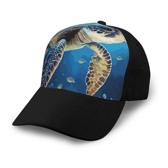 Naloa Watercolor Turtle Adult adjustable Print Baseball Hat, Patchwork curved brim baseball capfor Men and Women, One Size
