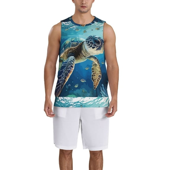 Naloa Watercolor Turtle Basketball Jersey Reversible Men's Mesh Athletic Sports Shirts Training Practice S-4XL4X-Large