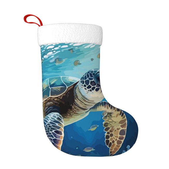 Naloa Watercolor Turtle Christmas Stockings Decorations, Xmas Ornaments, DIY Personalized Farmhouse Decor for Home Family Party Tree