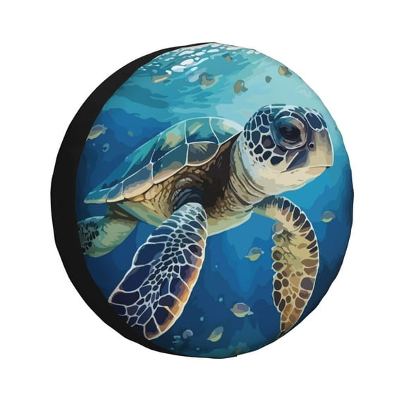 Naloa Watercolor Turtle PVC Leather Spare Tire Wheel Cover for Car Truck SUV Camper Trailer Universal Fit many size15 inch