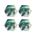 thumbnail image 1 of Naloa Watercolor Turtle1 Leather Coasters for Drinks, Durable Drink Coasters 4 Set for Tabletop Protection, Luxurious Home Décor and Housewarming Gift ( {designName})Hexagon, 1 of 6