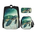 thumbnail image 1 of Naloa Watercolor Turtle5 Print Large Capacity Backpack Lunch Bag Pencil Case Combination 3 Piece Set for Student, 1 of 8