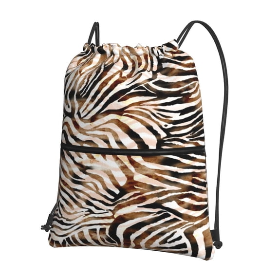 Naloa Watercolor Zebra Drawstring Backpack String Bag Cinch Water Resistant for Gym Shopping Sport Yoga