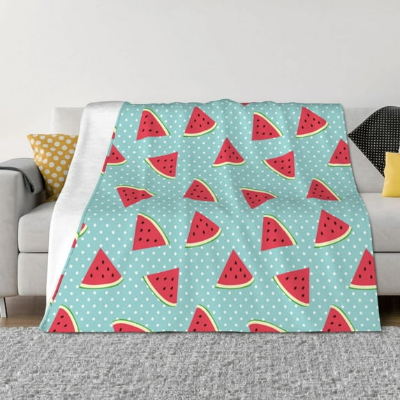 Naloa Watermelon Flannel Blankets - Thick and Warm Blanket for Winter, Soft Fuzzy Plush King Blanket for All Seasons80"x60"