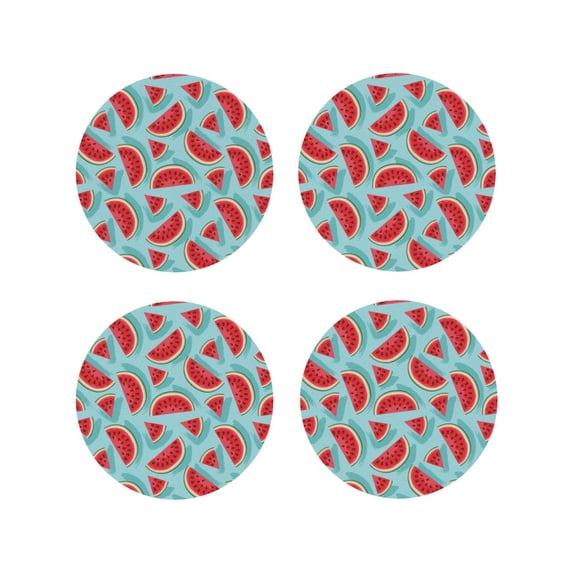 Naloa Watermelon Leather Coasters for Drinks, Durable Drink Coasters 4 Set for Tabletop Protection, Luxurious Home Décor and Housewarming Gift ( {designName})Round Shape