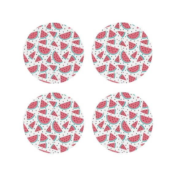 Naloa Watermelon Leather Coasters for Drinks, Durable Drink Coasters 4 Set for Tabletop Protection, Luxurious Home Décor and Housewarming Gift ( {designName})Round Shape