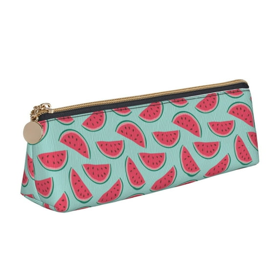 Naloa Watermelon Print Leather Pencil Case - Portable Big Capacity Pencil Pouch Organizer Bag Stationery Bag for Work & Office Pencil Pen Case
