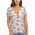 thumbnail image 1 of Naloa Watermelon Print T-Shirts Short Sleeve V Neck Tees for Women Fashion Tops Trendy Lightweight Soft Casual Summer Outfits Clothes, 1 of 5