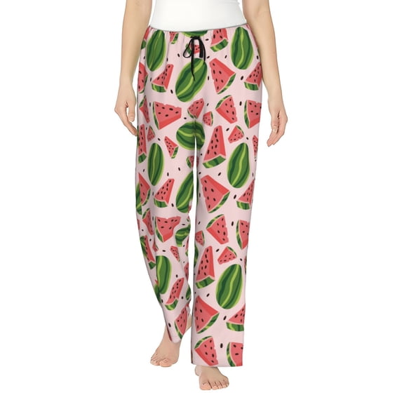 Naloa Watermelon Print Women’s Ultra-Soft Comfy Pajama Lounge Pants with Pockets & Drawstring
