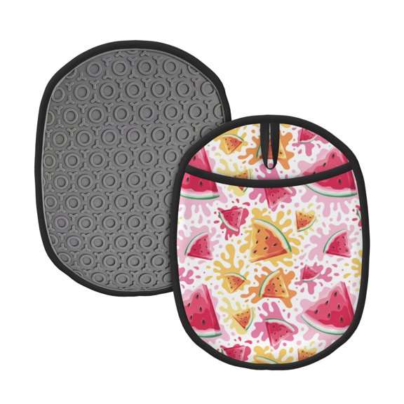 Naloa Watermelon Silicone Pot Holders, Oven Mitts Heat Resistant Hot Pads, Non Slip Pot Holder for Kitchen Baking and Cooking 9.4 x 7.5 Inches