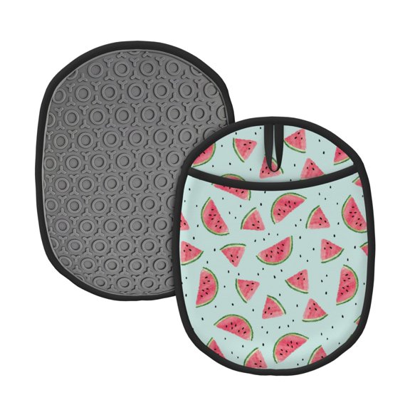 Naloa Watermelon Silicone Pot Holders, Oven Mitts Heat Resistant Hot Pads, Non Slip Pot Holder for Kitchen Baking and Cooking 9.4 x 7.5 Inches
