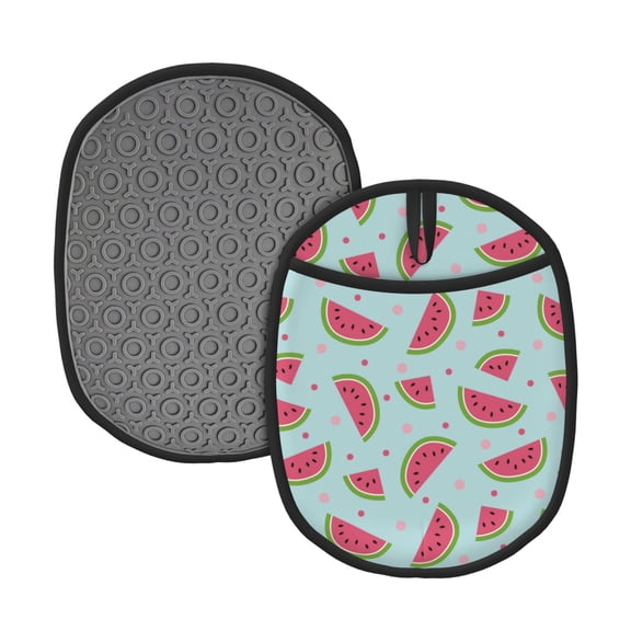 Naloa Watermelon Silicone Pot Holders, Oven Mitts Heat Resistant Hot Pads, Non Slip Pot Holder for Kitchen Baking and Cooking 9.4 x 7.5 Inches