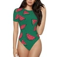 thumbnail image 1 of Naloa Watermelon Women's Short-Sleeved Onesie, One-Piece Swimsuit for Parties, dates, clubs - Large, 1 of 9