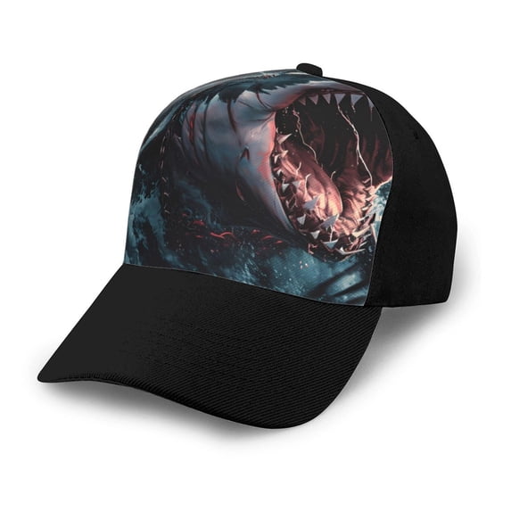 Naloa Wave Chain Shark Adult adjustable Print Baseball Hat, Patchwork curved brim baseball capfor Men and Women, One Size