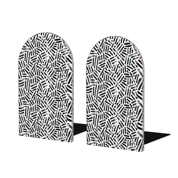 Naloa Weave Geometric Wood Non-Skid Bookend for Shelves,Book Ends for Heavy Books, Book Stand for CDs,1 Pair