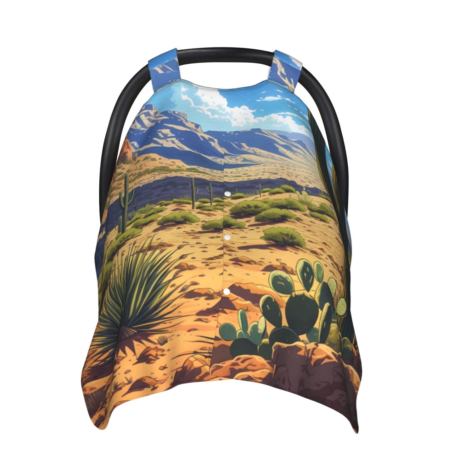 Naloa Western Desert Cactus Baby Car Seat Cover, Breathable Baby Carrier Cover, Multiuse Baby Carrier Cover & Nursing Breastfeeding Cover