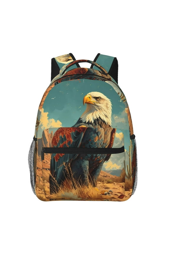 Western Desert Cactus Bald Eagle Print Solid Color Tie Formal Necktie for MenSuitable for business, daily life, work